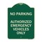 Signmission No Parking Authorized Emergency Vehicles Heavy-Gauge Aluminum Sign, 24" x 18", G-1824-23762 A-DES-G-1824-23762 - alternate 1